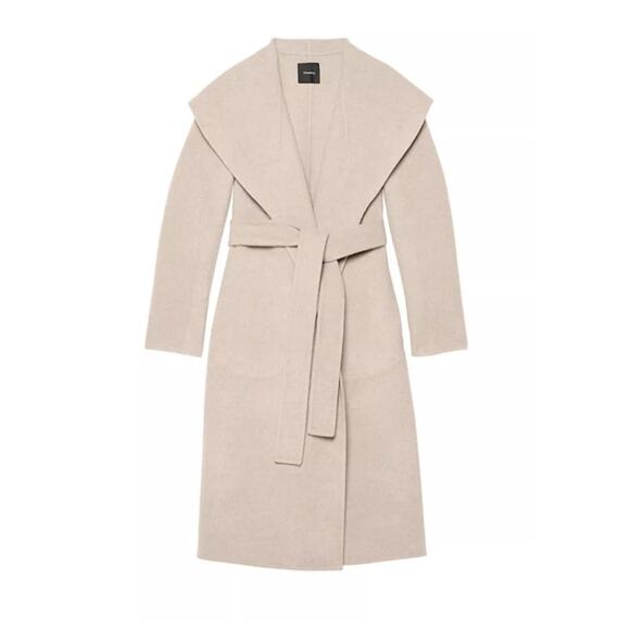 THEORY Shawl Collar Wool & Cashmere Coat Grey Oat - large - Picture 1 of 8